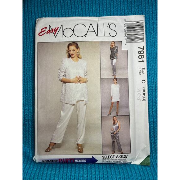 McCalls 7961 Sewing pattern jacket dress top tunic pull on pants size 10 12 14 - Picture 1 of 7